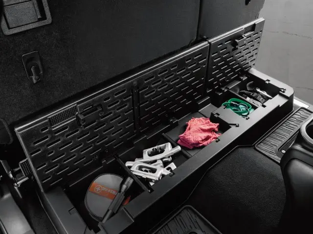 999C2W3101 - Interior: Rear Underseat Cargo Organizer - King Cab, Lockable for Nissan: TITAN, TITAN XD Image
