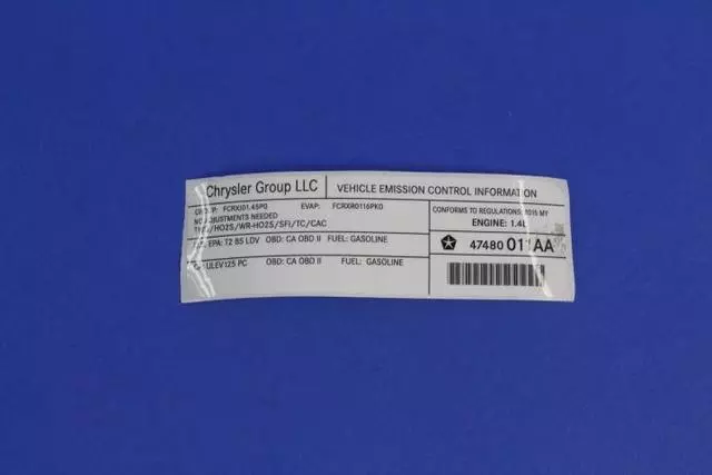 47480011AA - Labels: Vehicle Emission Control Information Label for Dodge: Dart Image