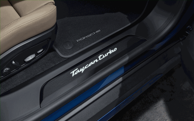 9J1073801 - Exterior: Door Sill Guards, Brushed Aluminum In Black for Porsche: Taycan Image