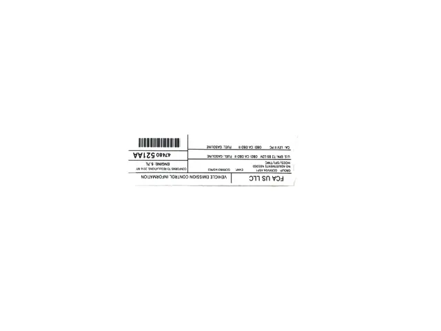 47480521AA - Labels: Vehicle Emission Control Information Label for Mopar Image