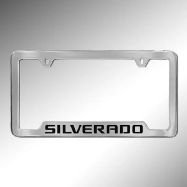 19330384 - Exterior: License Plate Frame, Silverado, Chrome for Chevrolet: Silverado 1500, Silverado 1500 LD, Silverado 1500 LTD, Silverado 2500 HD, Silverado 3500 HD Image