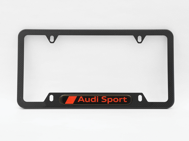 ZAW071801L - Exterior: 2020-2025 Audi - Audi Sport License Plate Frame - Carbon Fiber for Audi: A3, A3 Quattro, A4 allroad, A4 Quattro, A5 Quattro, A5 Sportback, A6 allroad, A6 Quattro, A7 Sportback, A8 Quattro, e-tron GT, e-tron Sportback, Q4 e-tron, Q5, Q5 Sportback, Q7, Q8, Q8 e-tron, R8, RS e-tron GT, RS3, RS5, RS5 Sportback, S3, S4, S5, S5 Sportback, S6, S8, SQ5, SQ5 Sportback, SQ7, SQ8, SQ8 e-tron, TT Quattro, TT RS Quattro, TTS Quattro Image