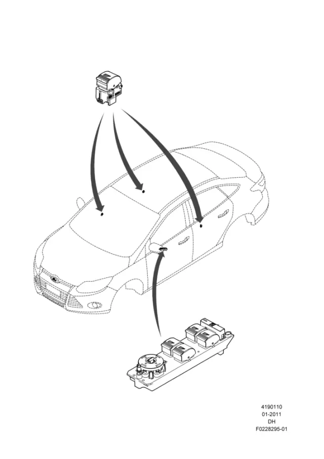 F1EZ14529B - Electrical: Door Window Switch for Ford Image