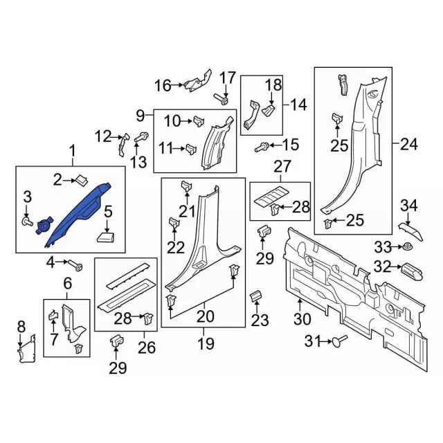 Body A-Pillar Trim Panel - Ford (SL3Z-1503599-CB)