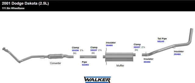 52293 - : Exhaust Pipe 2.5" Inlet (ID) 2.5" Outlet (OD) for Walker Exhaust Image