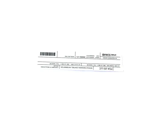 47480534AB - Labels: Vehicle Emission Control Information Label for Mopar Image image