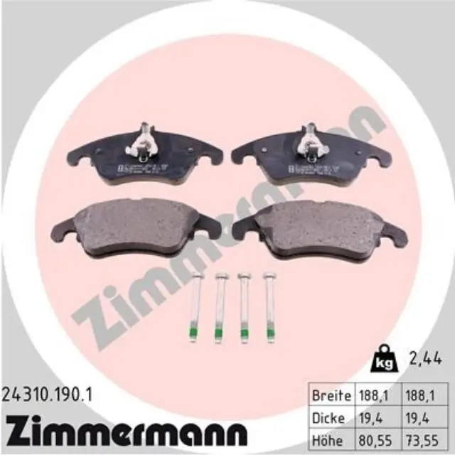 243101901 - : Zimmermann 24310.190.1 Disc Brake Pad Set for ZIMMERMANN Image