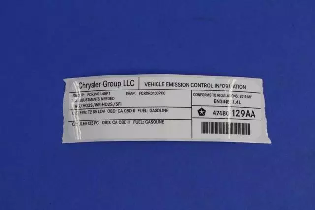 Vehicle Emission Control Information Label - Mopar (47480129AA)