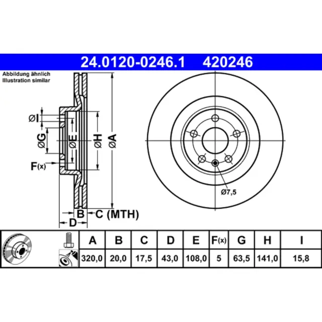 420246 - : ATE Disc Brake Rotor Set for ATE Image