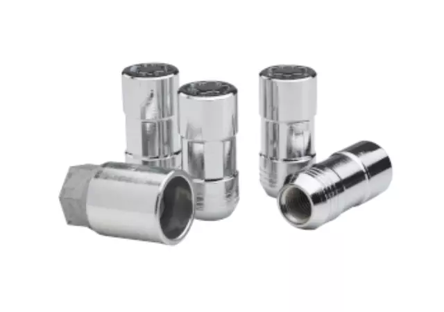 85105307 - Wheels: Wheel Lock Kit - Chrome - M14 X 1.5 X 49.9 for Buick: Enclave, Envision | Cadillac: Escalade, Escalade ESV, SRX, XT4, XT5, XT6 | Chevrolet: Avalanche, Blazer, Camaro, Colorado, Equinox, Silverado 1500, Silverado 1500 Classic, Silverado 1500 HD Classic, Silverado 1500 LTD, Silverado 2500 HD, Silverado 2500 HD Classic, Silverado 3500 Classic, Silverado 3500 HD, Suburban, Suburban 1500, Suburban 2500, Suburban 3500 HD, Tahoe, Traverse | GMC: Acadia, Acadia Limited, Canyon, Sierra 1500, Sierra 1500 Classic, Sierra 1500 HD Classic, Sierra 1500 Limited, Sierra 2500 HD, Sierra 2500 HD Classic, Sierra 3500 Classic, Sierra 3500 HD, Terrain, Yukon, Yukon XL Image