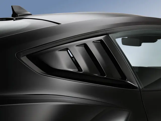 VPR3Z63280B10B - Exterior: Gloss Black Quarter Window Louvers for Ford: Mustang Image
