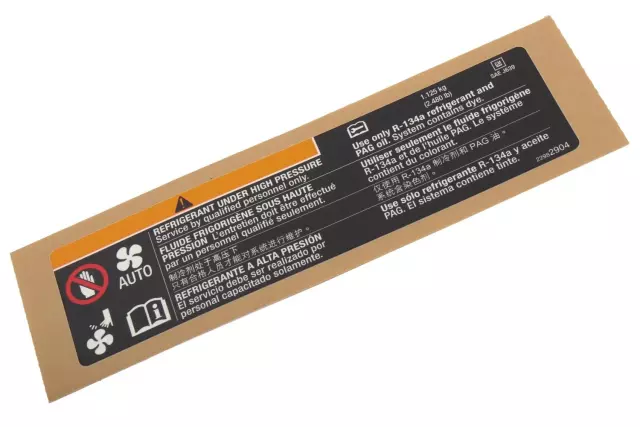 22982904 - : Air Conditioning Refrigerant Charge Label for Buick: Enclave | Chevrolet: Traverse | GMC: Acadia, Acadia Limited Image