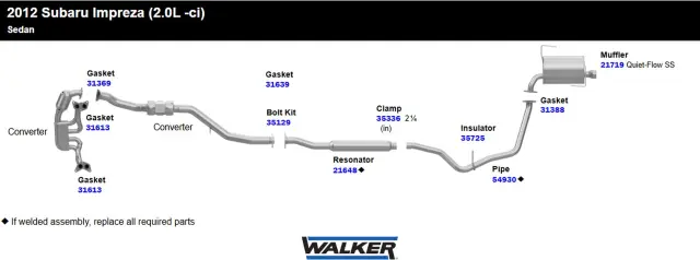 54930 - : Exhaust Pipe 2.25" Inlet (OD) for Walker Exhaust Image