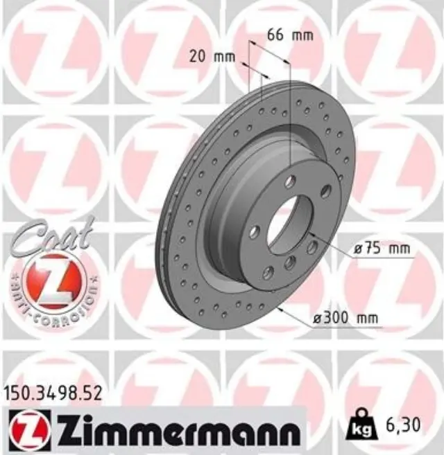 150349852 - : Zimmermann 150.3498.52 Disc Brake Rotor for ZIMMERMANN Image