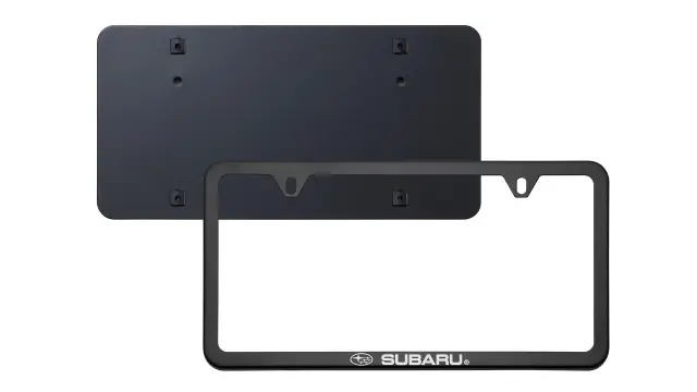 SOA342L170 - Exterior: OEM NEW 2019-20 Subaru BRZ License Plate Frame Slim Line Matte Black SOA342L170 for Subaru: Ascent, BRZ, Crosstrek, Forester, Impreza, Legacy, Outback, WRX Image