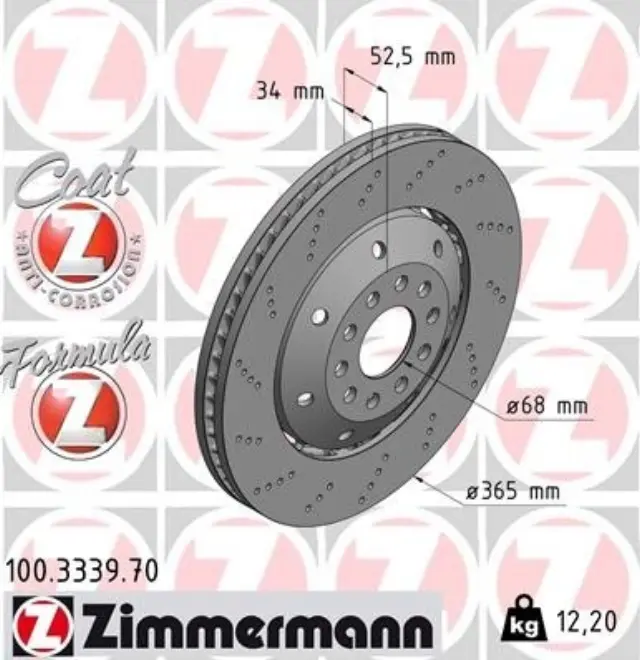 100333970 - Brakes &amp; Brake Parts: Zimmermann 100.3339.70 Disc Brake Rotor for ZIMMERMANN Image