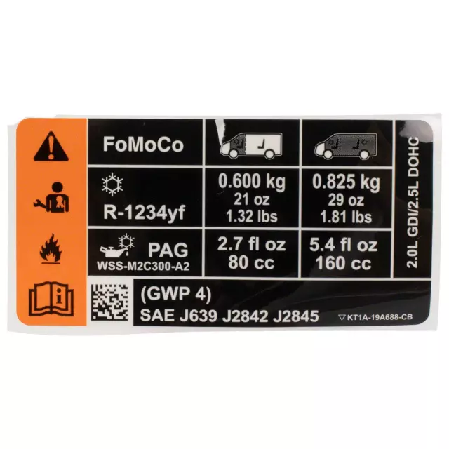 KT1Z9900014F - : AC Label for Ford Image