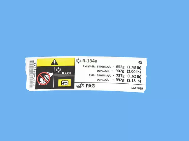 Air Conditioning System Label - Mopar (68160964AA)