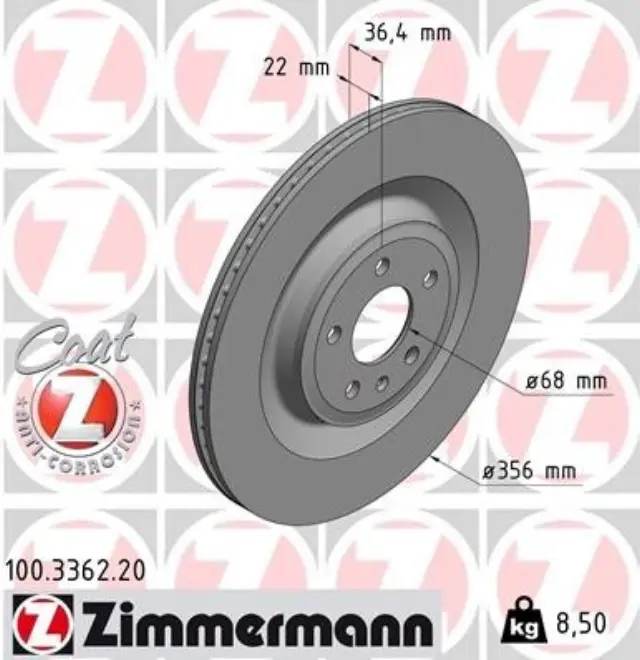 100336220 - Brakes &amp; Brake Parts: Zimmermann 100.3362.20 Disc Brake Rotor for ZIMMERMANN Image