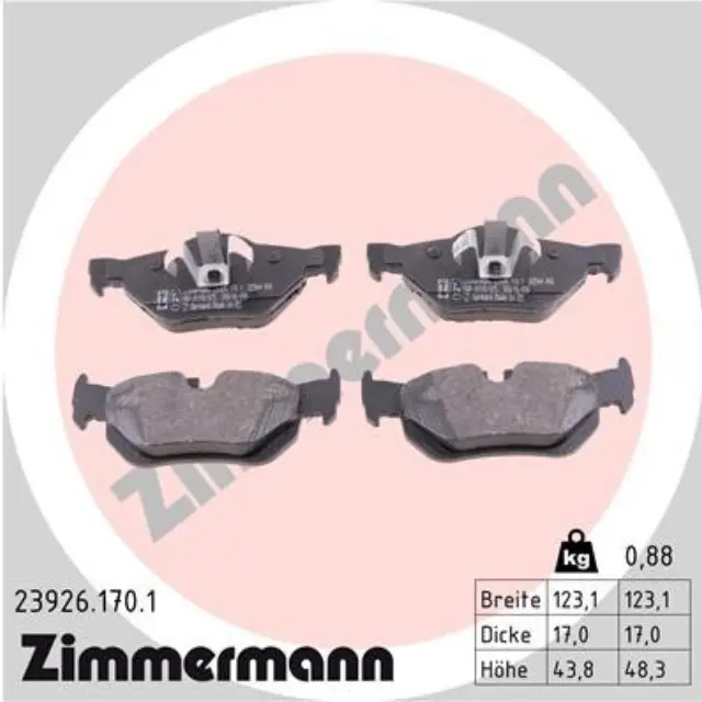 239261701 - : Zimmermann 23926.170.1 Disc Brake Pad Set for ZIMMERMANN Image
