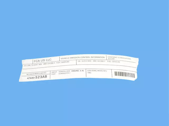 Vehicle Emission Control Information Label - Mopar (47480523AB)
