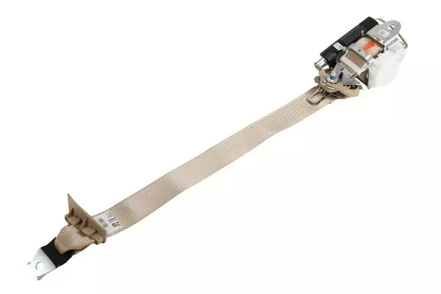 19260206 - : Light Cashmere Driver Seat Belt with Retractor and Pre-Tensioner for Cadillac: Escalade, Escalade ESV, Escalade EXT | Chevrolet: Avalanche, Silverado 1500, Suburban 1500, Suburban 2500, Tahoe | GMC: Sierra 1500, Yukon, Yukon XL 1500, Yukon XL 2500 Image