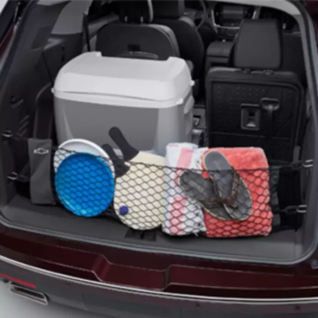 23398581 - : Vertical Cargo Net with Storage Bag featuring Bowtie Logo for Chevrolet: Traverse Image
