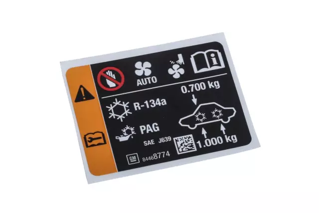 84468774 - : 2019-2025 GM - Air Conditioning Refrigerant and Fan Blade Warning Label for GM Image