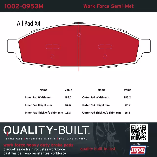 10020953M - : Disc Brake Pad Set for MPA ELECTRICAL Image