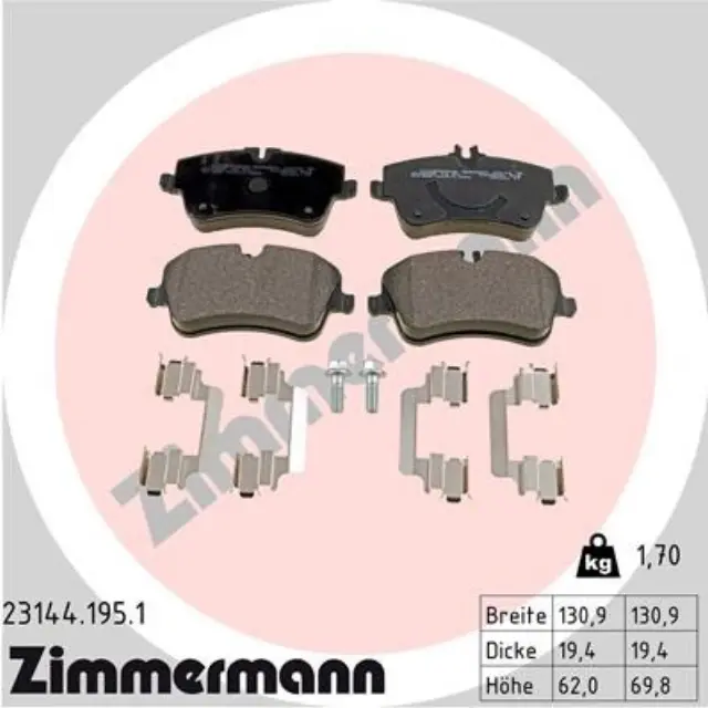 231441951 - : Zimmermann 23144.195.1 Disc Brake Pad Set for ZIMMERMANN Image