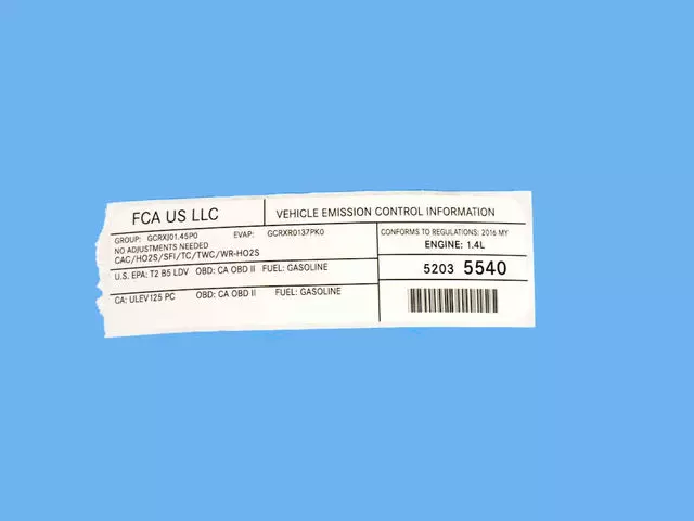Vehicle Emission Control Information Label - Mopar (47480419AA)