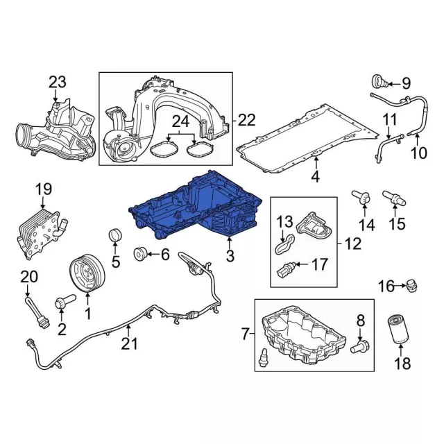 LC3Z6K040B - Engine: Oil Pan for Ford: F-250 Super Duty, F-350 Super Duty, F-450 Super Duty, F-550 Super Duty Image