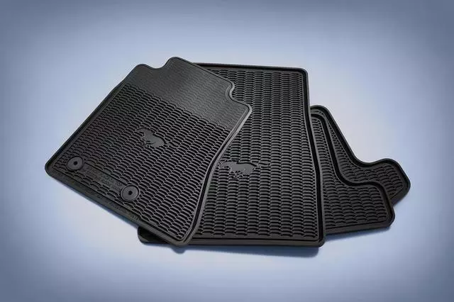 Floor Liner - All-Weather Tray Style, 4-Piece, Black, With Pony Logo - Ford (HR3Z-6313300-AA)