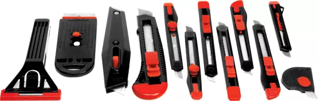 1498 - : Durable plastic bodies. Assorted snap blade, box cutters, scraper and knives. for Performance Tool Image