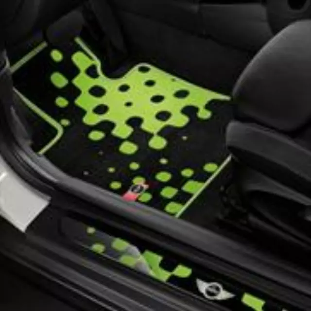 51472358062 - : Vivid Green Carpeted Floor Mats - Rear for Mini Image