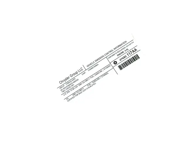 47480117AA - Labels: Vehicle Emission Control Information Label for Mopar Image image