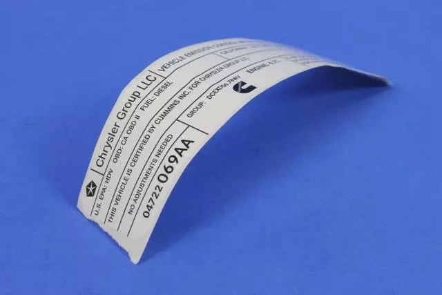 Vehicle Emission Control Information Label - Mopar (4722069AA)