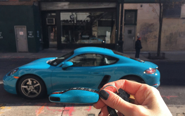 971044801M5C - Interior: Painted Vehicle Key Cap - Miami Blue for Porsche: 911, Taycan Image
