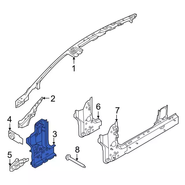 LJ8Z58025A00A - Body: Outer Hinge Pillar for Ford: Mustang Mach-E Image