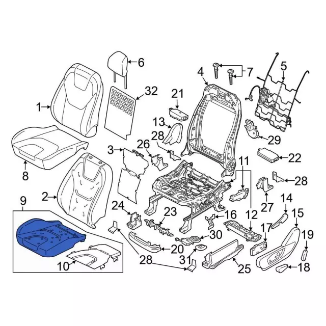 FT4Z58632A23M - Body: Seat Cushion Pad for Ford: Edge Image