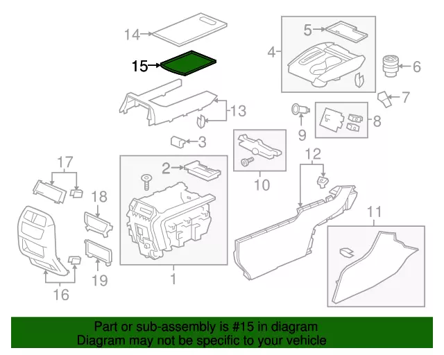 83402TG7A01 - Body: Console Mat for Honda: Passport, Pilot, Ridgeline Image