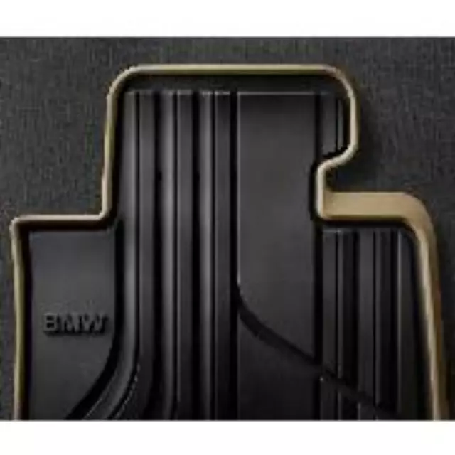 51472220142 - Interior: All Weather Floor Mats, Rear, Modern Line for BMW: 320i, 320i xDrive, 328d, 328d xDrive, 328i, 328i xDrive, 330e, 330i, 330i xDrive, 335i, 335i xDrive, 340i, 340i xDrive Image