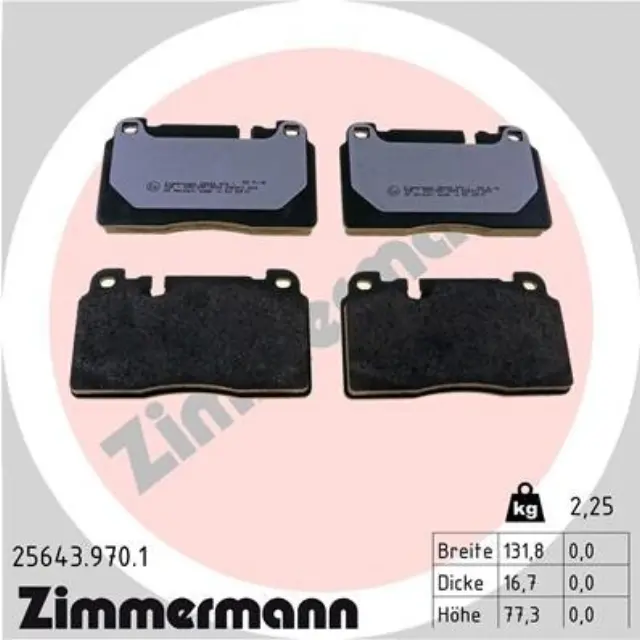256439701 - Brakes &amp; Brake Parts: Zimmermann 25643.970.1 Disc Brake Pad Set for ZIMMERMANN Image