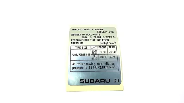 28191FC031 - Body: Tire Info Label for Subaru Image