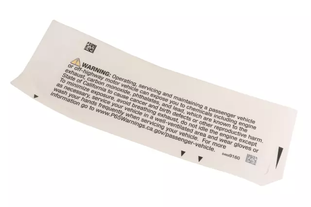 85758528 - Body: Warning Label for Buick: Enclave, Encore GX | Cadillac: CT4, Escalade, Escalade ESV, ESCALADE IQ, LYRIQ, OPTIQ | Chevrolet: Blazer EV, Bolt EUV, Colorado, Corvette, Equinox, Equinox EV, Silverado EV, Suburban, Tahoe, Traverse | GMC: Acadia, Canyon, Hummer EV Pickup, Hummer EV SUV, Sierra EV, Terrain, Yukon, Yukon XL Image