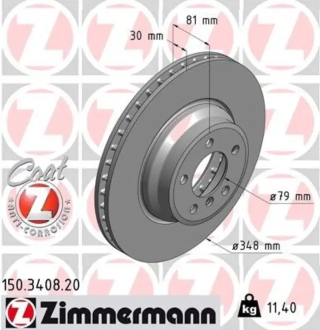 150340820 - : Zimmermann 150.3408.20 Disc Brake Rotor for ZIMMERMANN Image