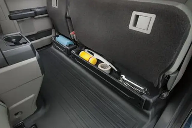 FL3Z78115A00AA - Interior: Cargo Organizer - Under-Seat - Ebony for Ford: E-350 Super Duty, E-450 Super Duty, F-150, F-250 Super Duty, F-350 Super Duty, F-450 Super Duty, F-550 Super Duty Image