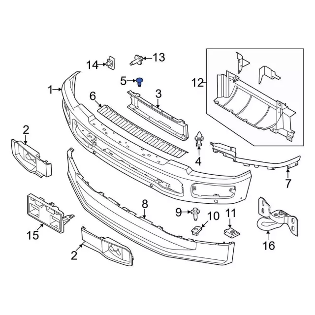 W720791SS5YZ - Body: Trim Cover Pin for Ford: F-250 Super Duty, F-350 Super Duty, F-450 Super Duty Image