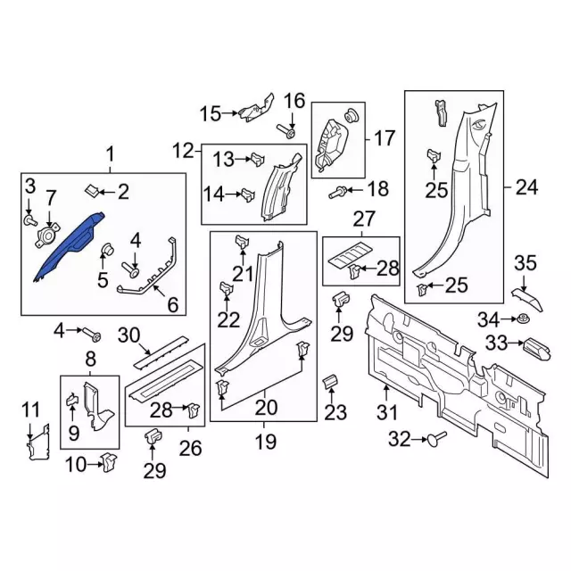 ML3Z1503599CC - Body: Windshield Pillar Trim for Ford: F-150, F-250 Super Duty, F-350 Super Duty, F-450 Super Duty Image