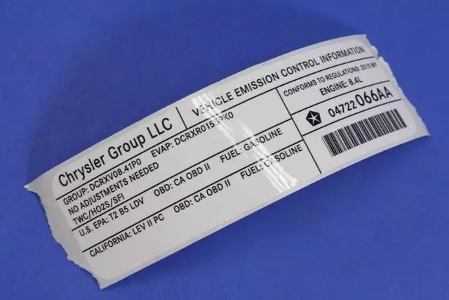 Emission Label - Mopar (04722066AA)